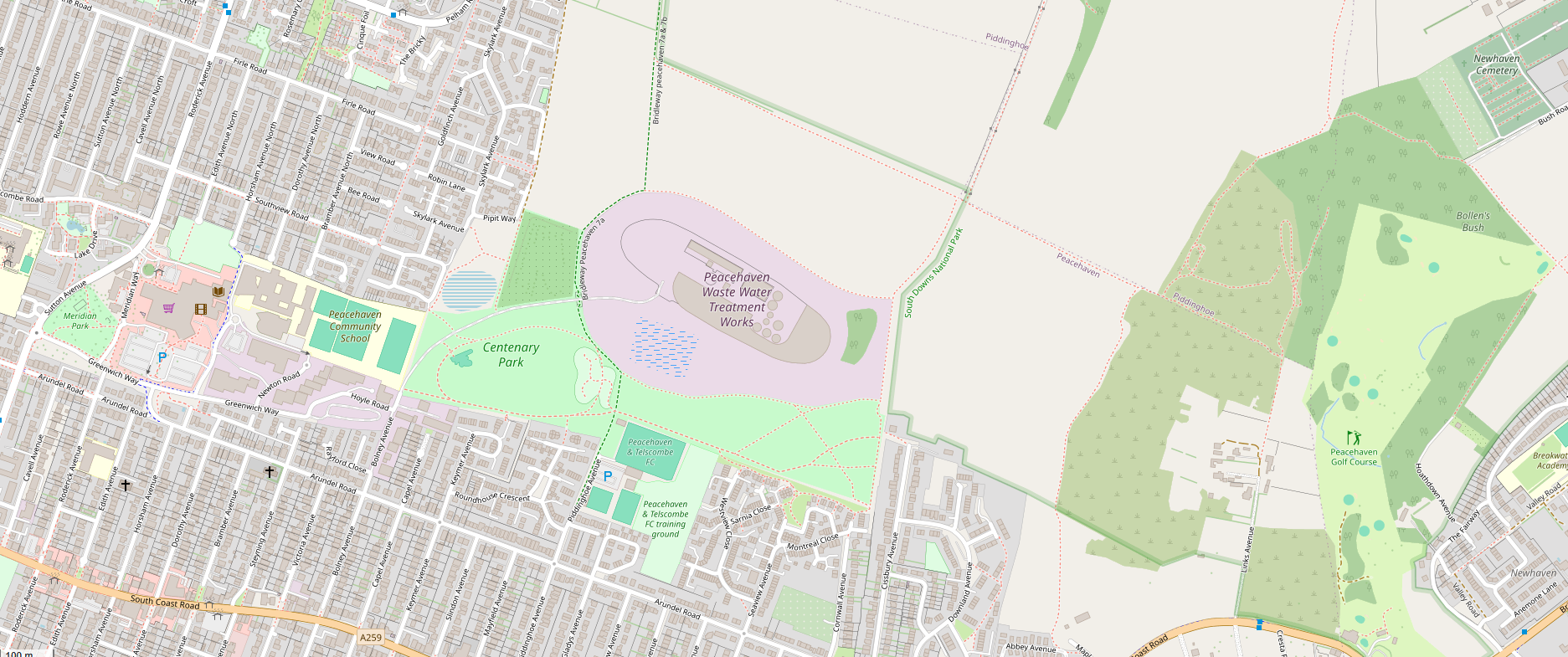 Example map showing a selected site and surrounding environmental context
