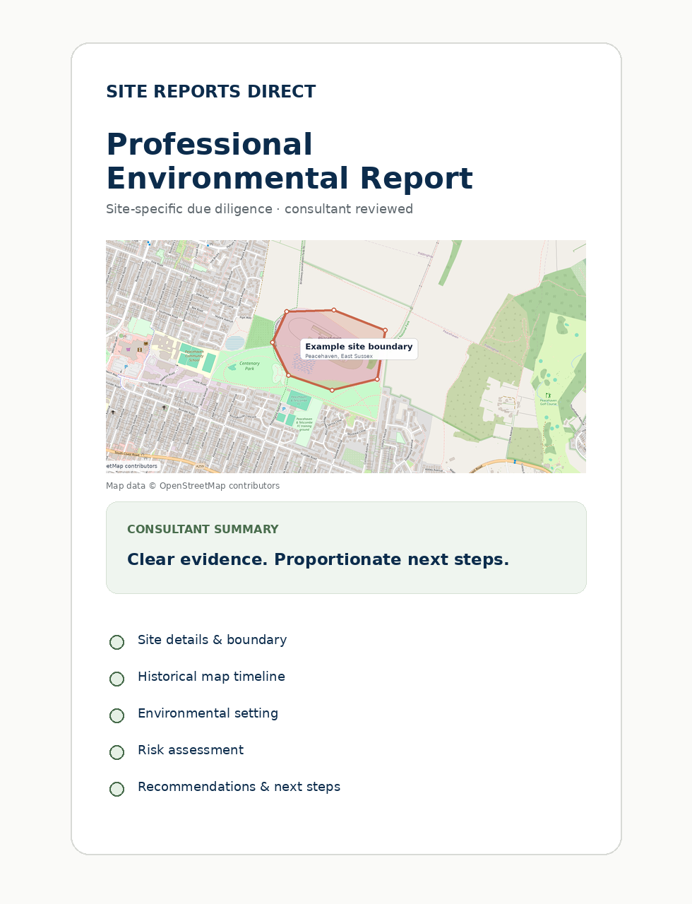 Illustrative Site Reports Direct professional report